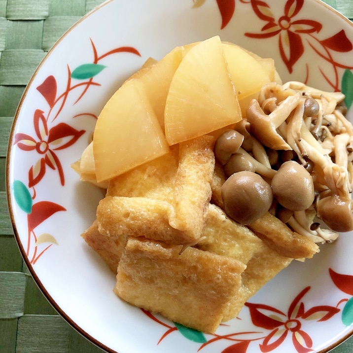 レンジで時短！フライパンで作る大根と油揚げの甘辛煮